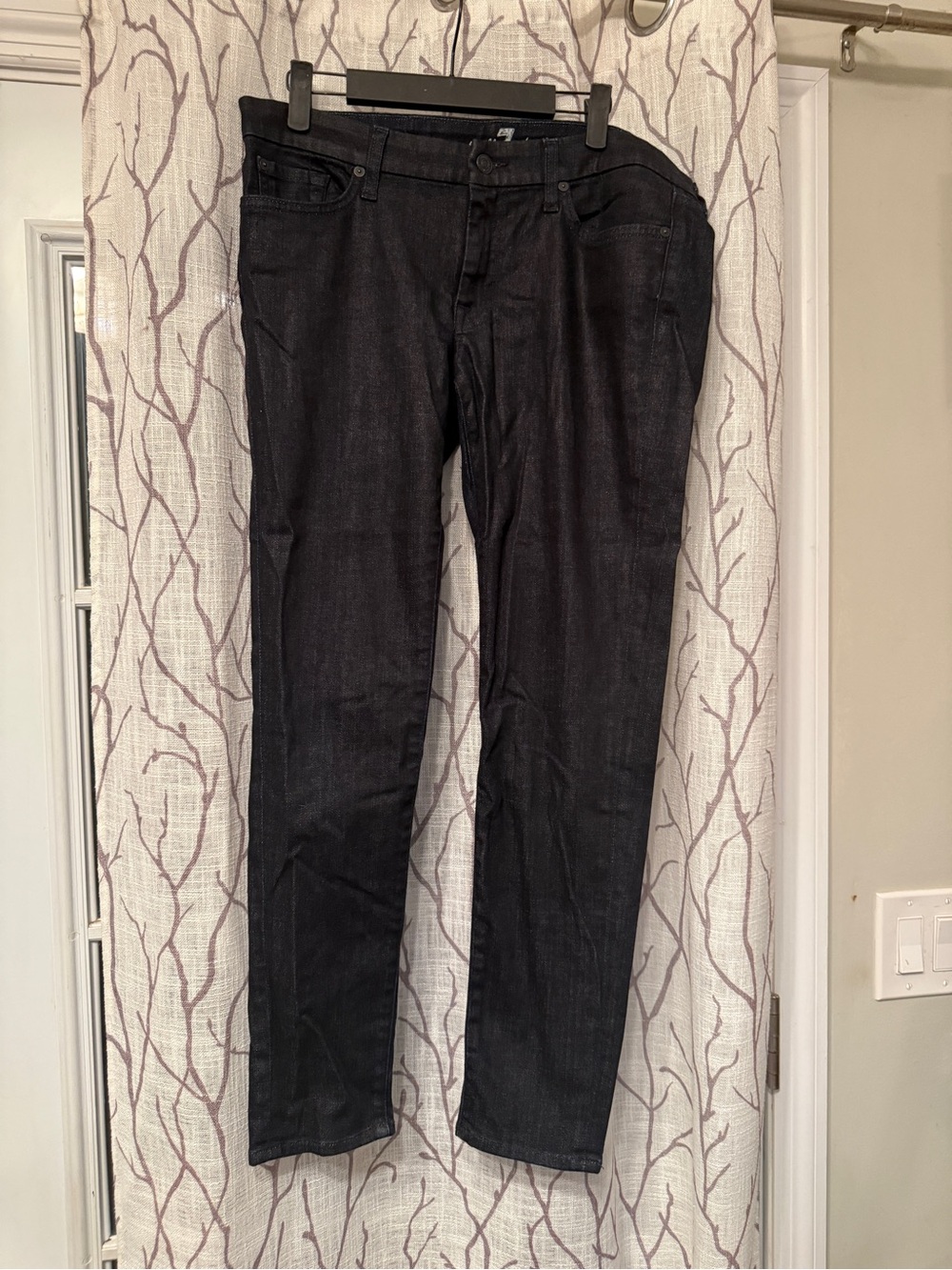 7 For All Mankind womens  Slim Straight Jeans in Dark Black Wash